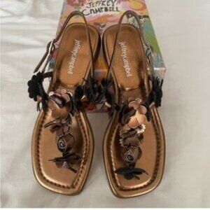 Jeffrey Campbell Copper Floral Embellished Sandals Women’s Size 9